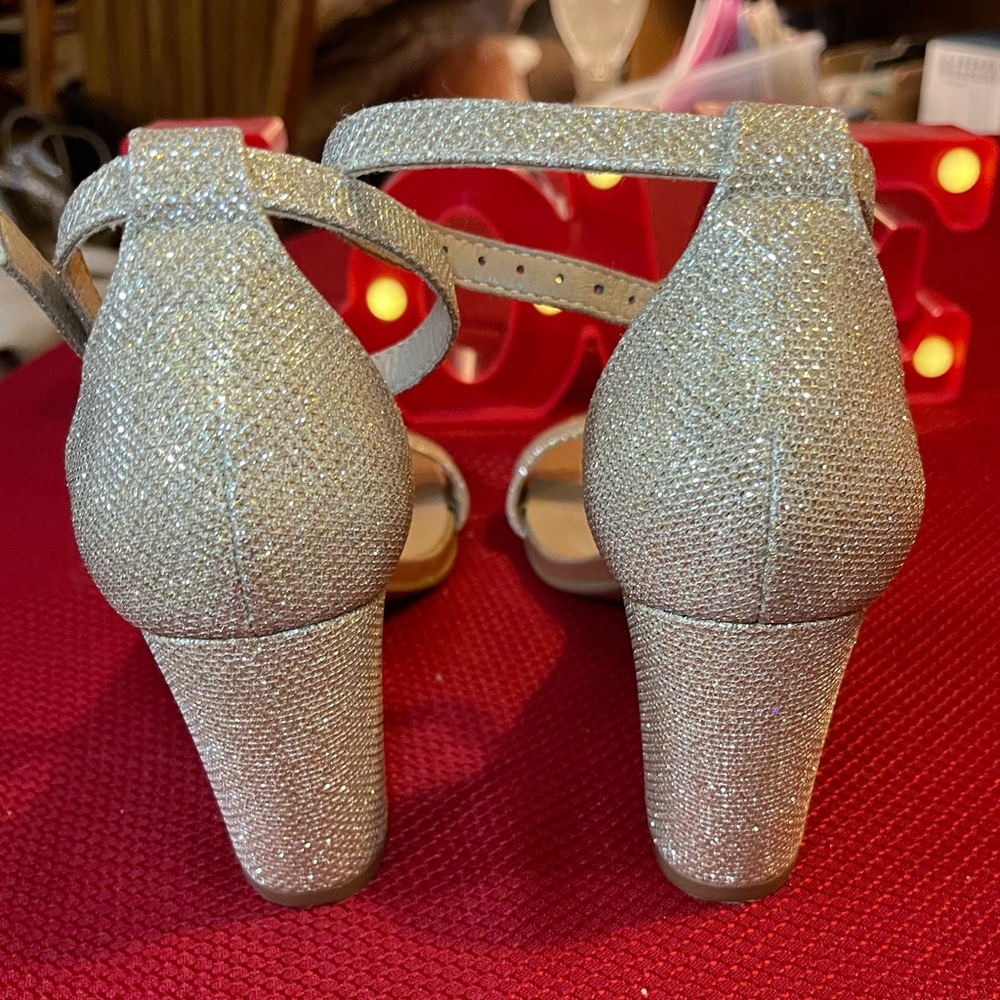 Glittering Silver Ankle Strap Heels - Picture 5 of 6
